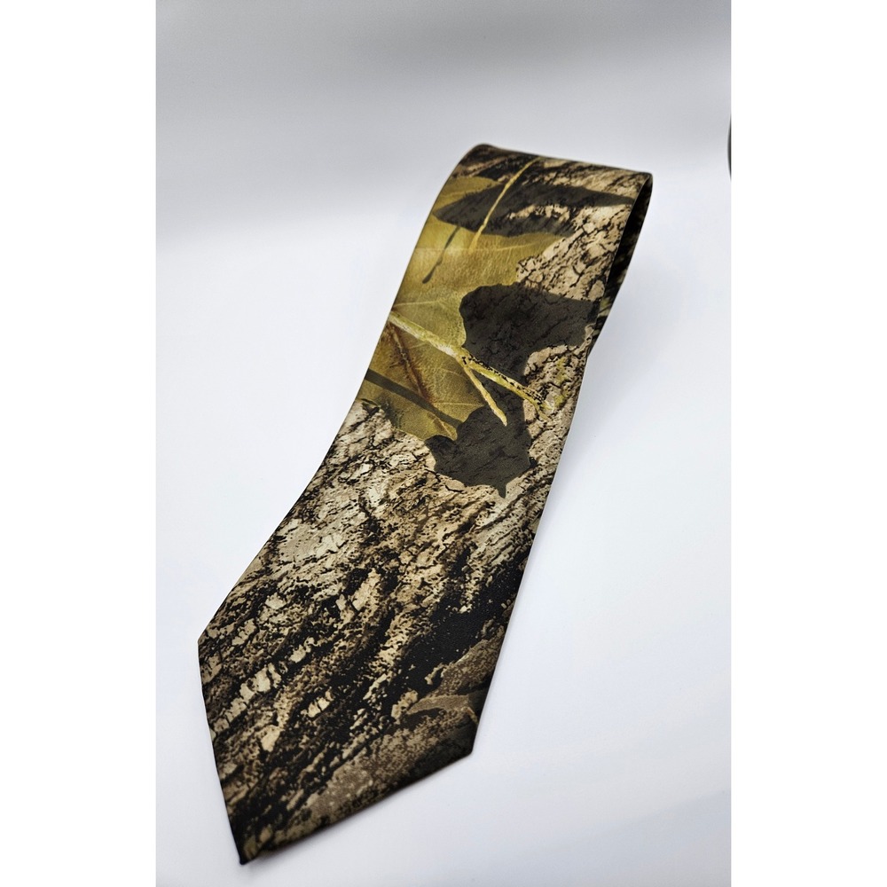 Camo Tie Co Mens Realistic Forest Camouflage Tree Bark Leaf Print Necktie USA